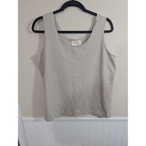 Chicos Scoop Neck Tank Top Sleeveless Taupe Beige Stretch Nylon Spandex Size 3
